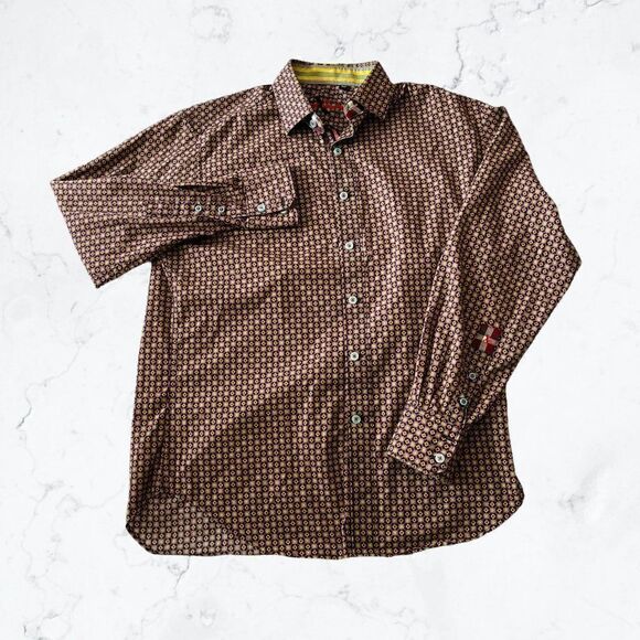 Robert Graham X Button Up Long Sleeve Geometric Floral Print Shirt Mens Medium - Picture 1 of 6